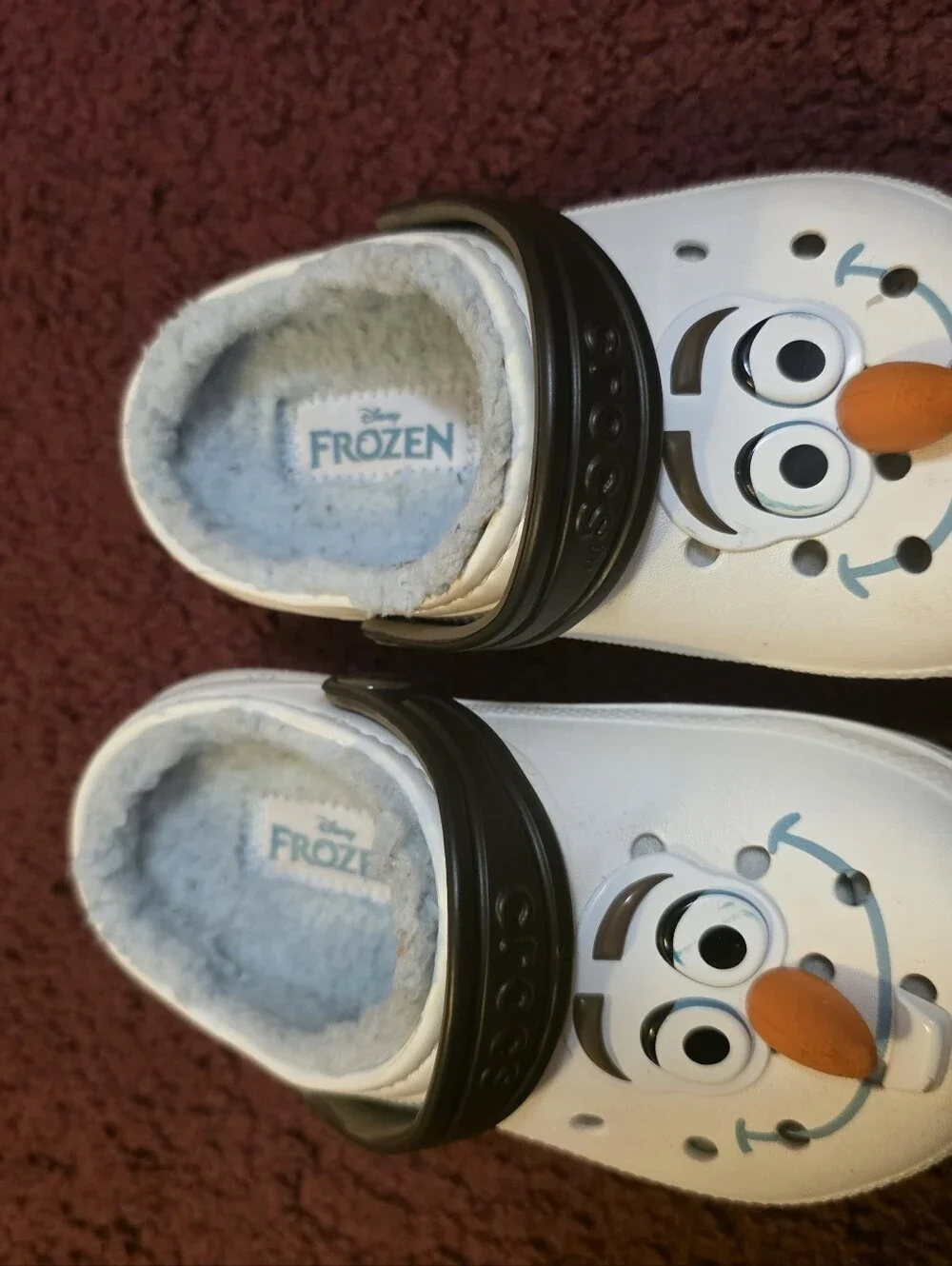 CROCS Kids White Olaf Slip-On Clogs with Orange Nose